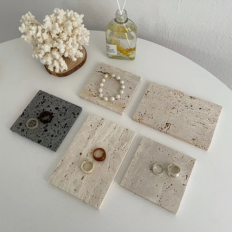 Natural Stone Photography Prop – Jewelry Display Tray for Shooting Background & Decorative Styling