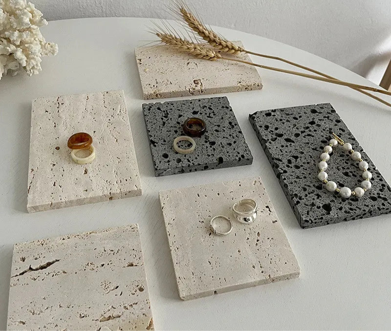 Natural Stone Photography Prop – Jewelry Display Tray for Shooting Background & Decorative Styling