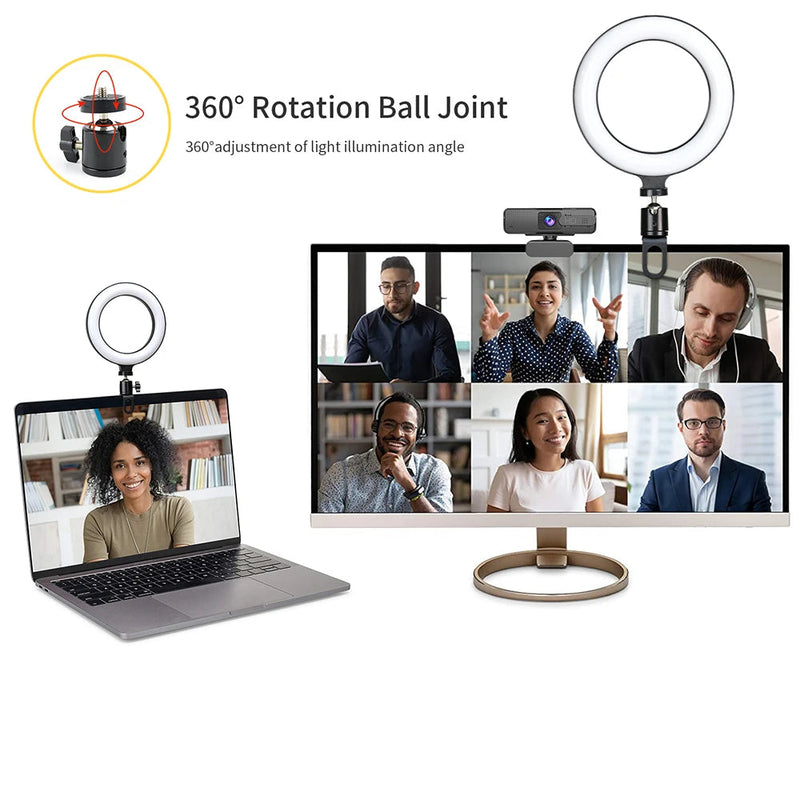 6.3" LED Ring Light for Live Streaming & Video Calls – USB Clip-On for Laptop, MacBook, PC