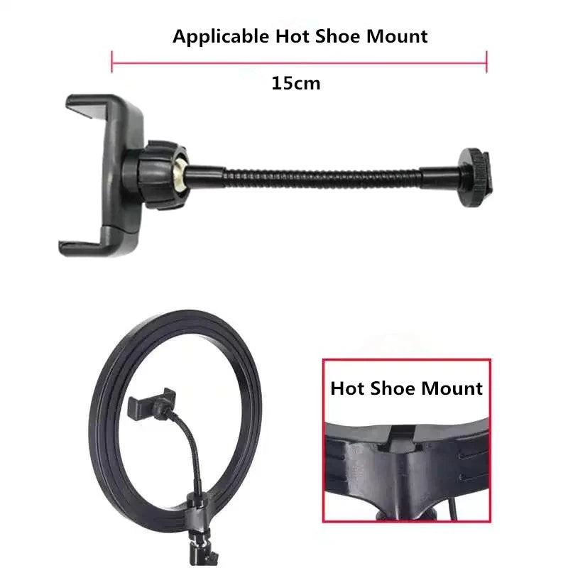 Flexible Hose Long Arm Phone Holder Clip for Ring Light – 360° Adjustable Mount Bracket