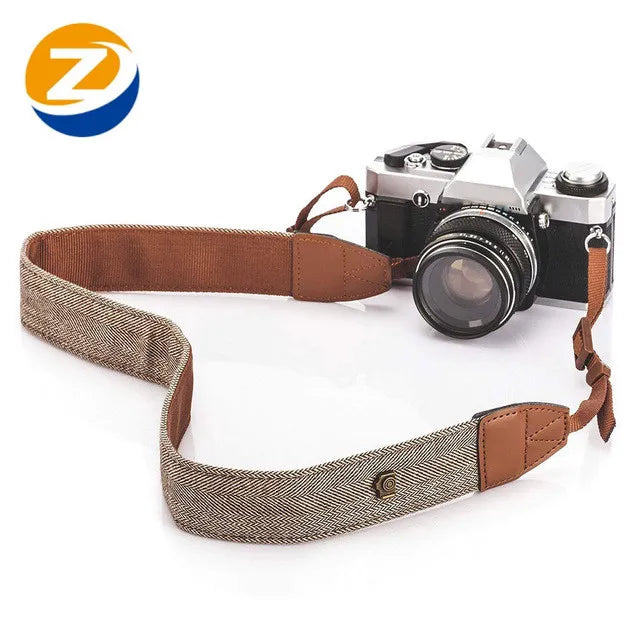 Adjustable Cotton Leather Camera Shoulder Strap for DSLR & SLR – Compatible with Sony, Nikon, Canon