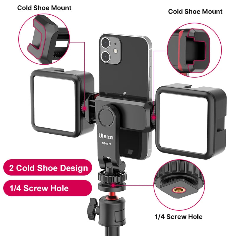 Ulanzi ST-06S 360° Rotatable Phone Holder for Vlog Shooting with Cold Shoe Mounts Vertical Shooting