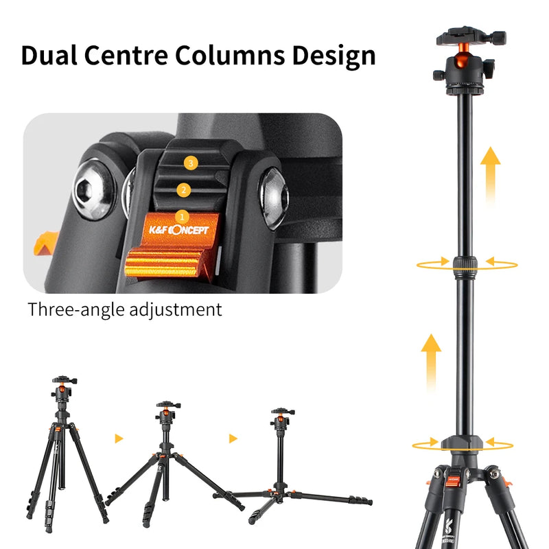 62.99-Inch Portable Aluminum Camera Tripod with 360° Panorama Ball Head DSLR Tripod Ball Head