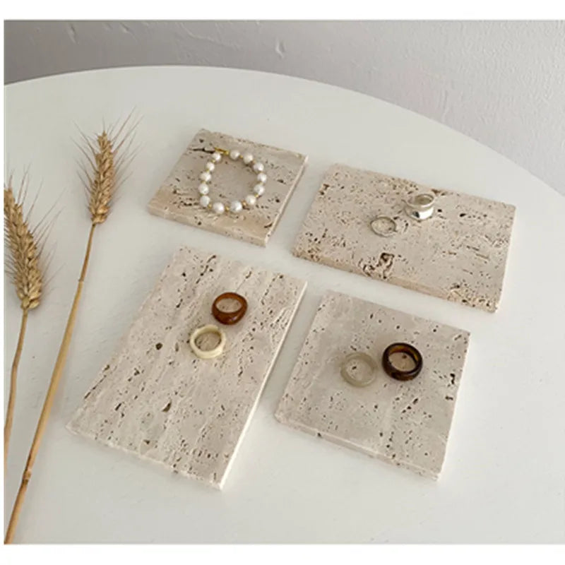 Natural Stone Photography Prop – Jewelry Display Tray for Shooting Background & Decorative Styling