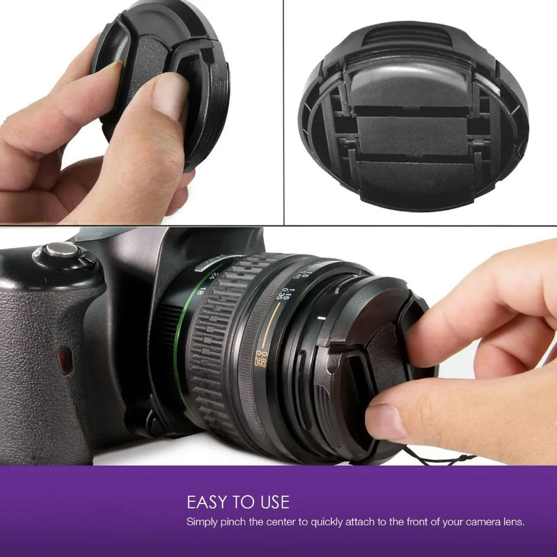 CHOHO Camera Lens Cap with Anti-Lost Rope – Protection Cover for 52mm-82mm Lenses