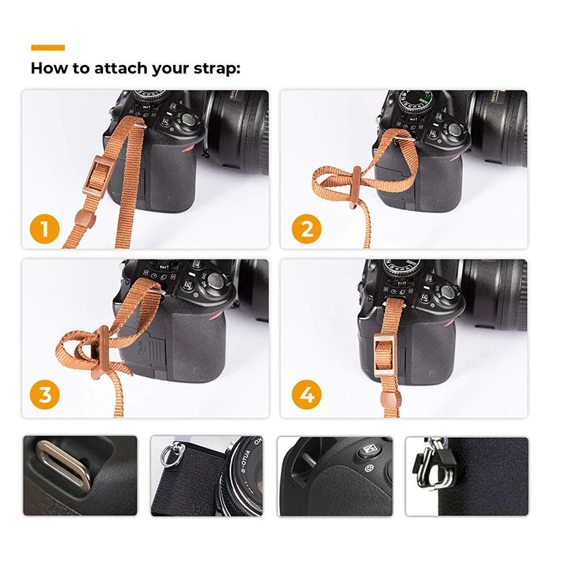 Adjustable Cotton Leather Camera Shoulder Strap for DSLR & SLR – Compatible with Sony, Nikon, Canon