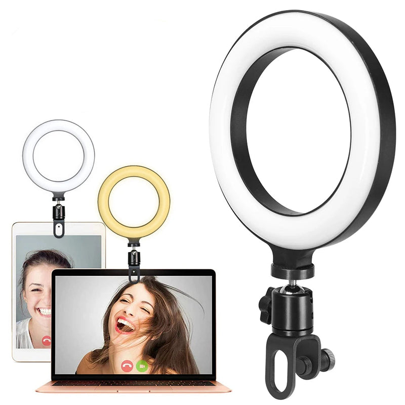 SZKOSTON 16cm LED Ring Light – Clip-On Laptop Light for Zoom, Video Calls, Streaming, and YouTube