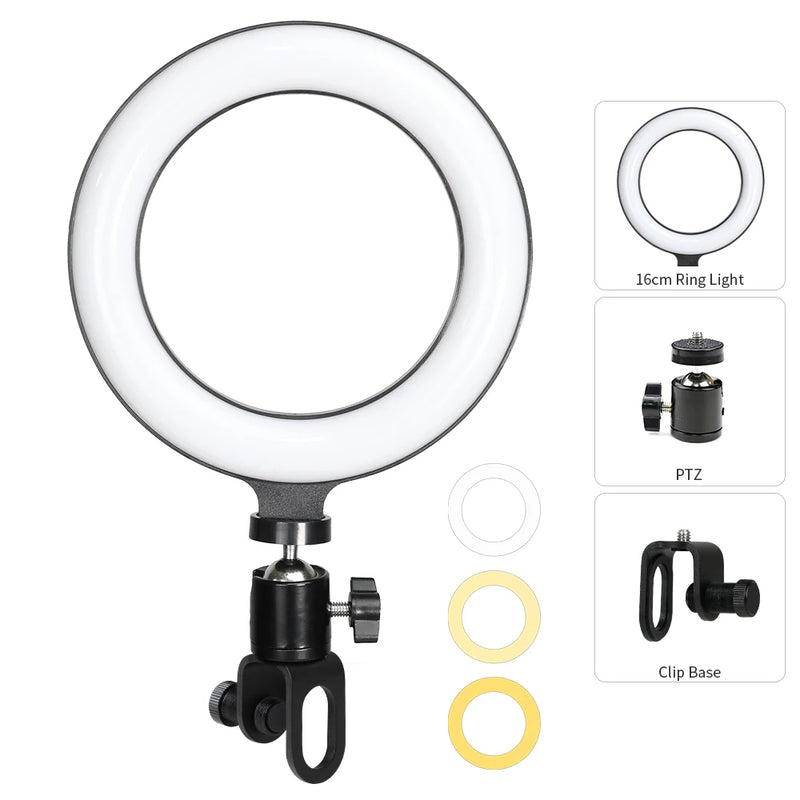 SZKOSTON 16cm LED Ring Light – Clip-On Laptop Light for Zoom, Video Calls, Streaming, and YouTube