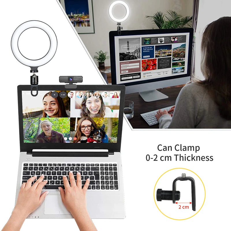 SZKOSTON 16cm LED Ring Light – Clip-On Laptop Light for Zoom, Video Calls, Streaming, and YouTube