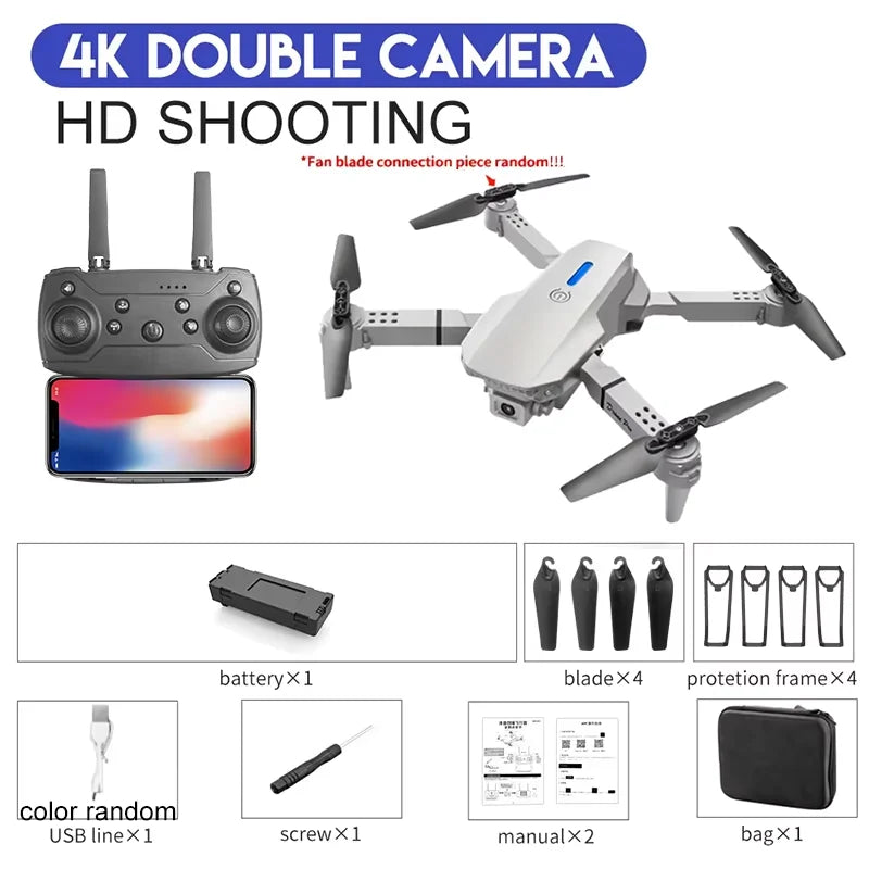 KBDFA E88 Foldable 4K HD Camera Drone – WiFi FPV, Altitude Hold, One-Key Return, RC Quadcopter