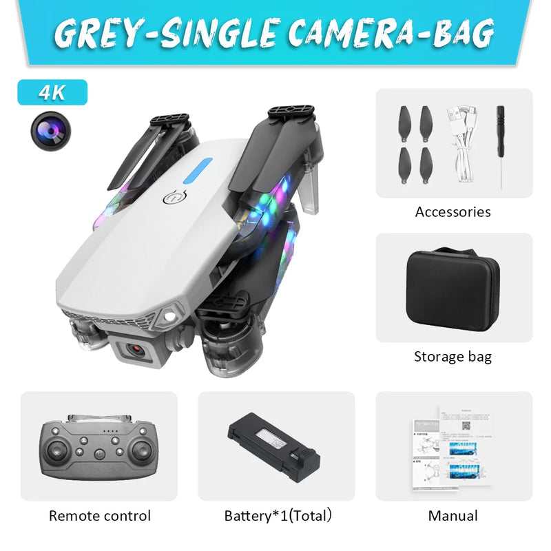 KBDFA E88 4K Camera Drone – Quadcopter, WiFi FPV, Dual Camera, Altitude Hold, One-Key Return