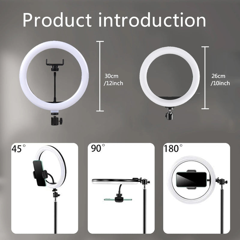 10" Dimmable LED Selfie Ring Light with Tripod – Photography & Video Light for Makeup, Streaming