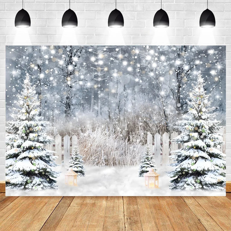 Winter Forest Photography Backdrop for Christmas, Kids, and Baby Photoshoots Landscape Background