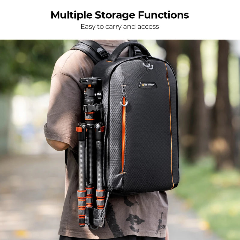 K&F Concept Professional Camera Backpack – Waterproof DSLR Bag for 15.6" Laptop, Lenses, Tripod