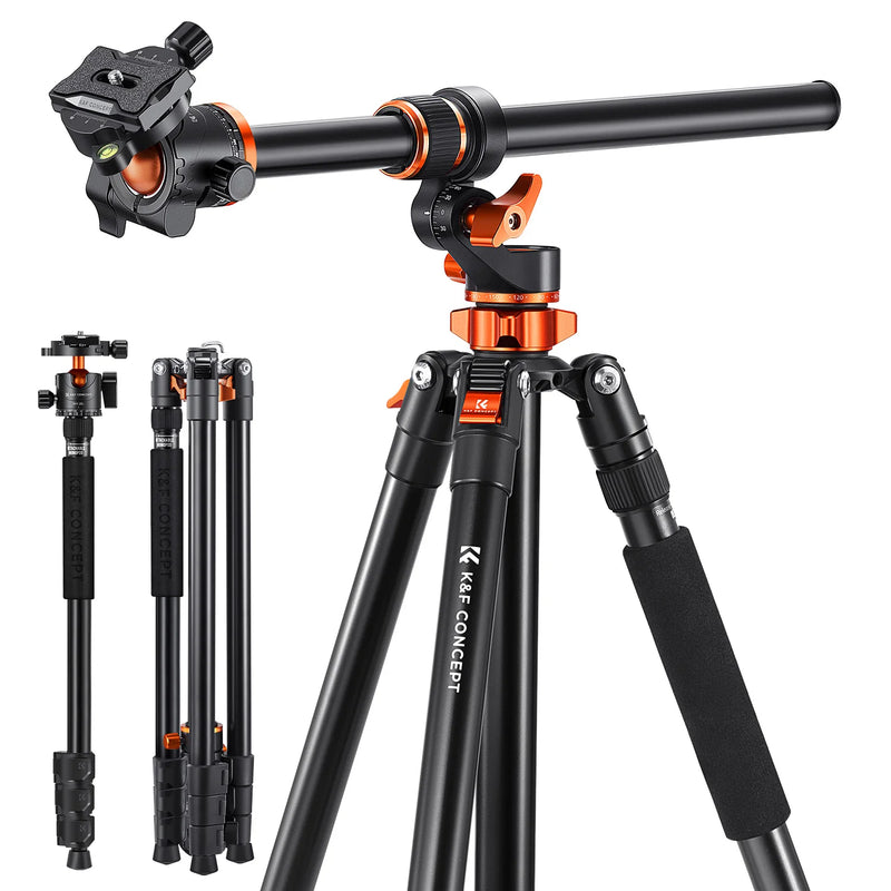 K&F Concept 90" Aluminum Camera Tripod – 2.3m Travel Tripod with Reversible Center & Monopod