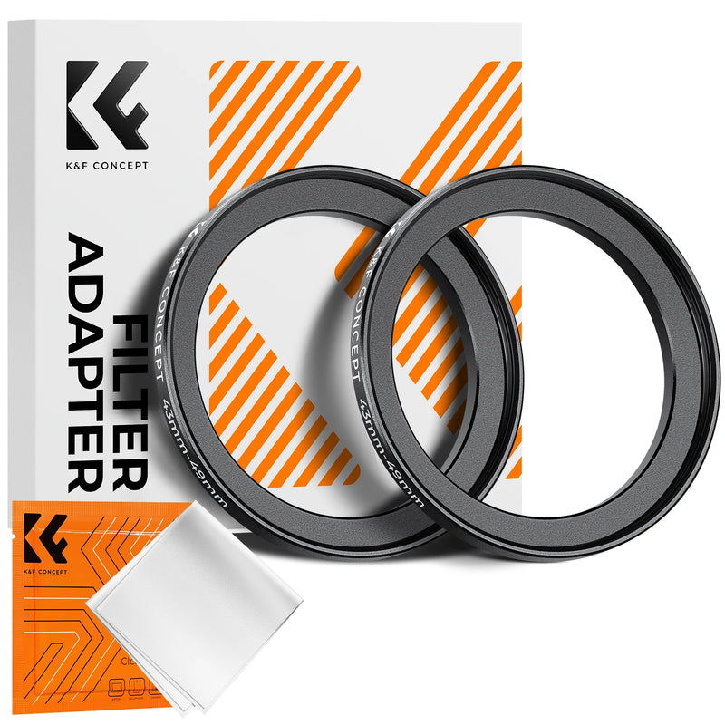 K&F Concept Step-Up Ring – Aviation-Grade Aluminum Filter Adapter Ring with Cleaning Cloth (2-Pack)