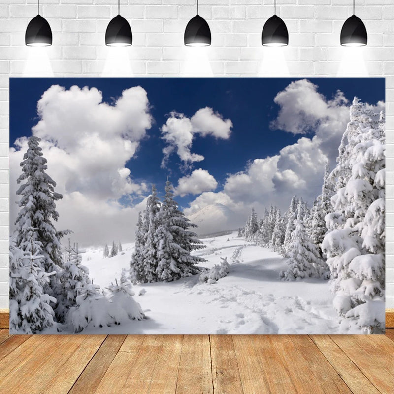 Winter Forest Photography Backdrop for Christmas, Kids, and Baby Photoshoots Landscape Background