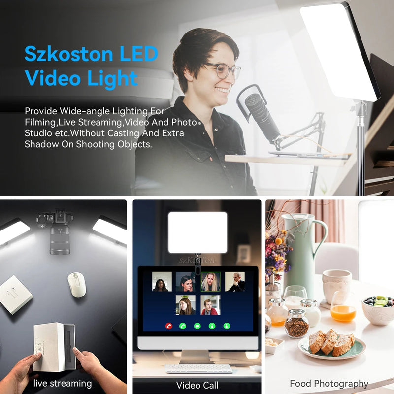 8/12 Inch LED Photography Video Light Panel Kit with Tripod Studio Lamp for Live Streaming & YouTube