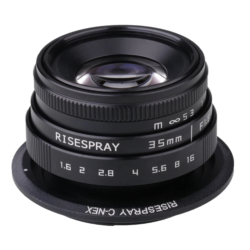 RISESPRAY 35mm F1.6 Manual Focus Prime Lens for Canon EOSM, Nikon N1, Fuji, Sony NEX, Olympus