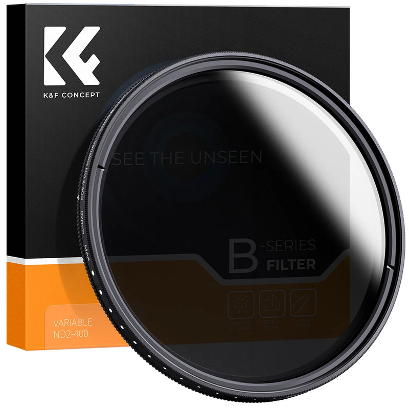 K&F Concept Variable ND2-ND400 Filter – 9-Stop Neutral Density Lens Filter, B Series (37mm-82mm)