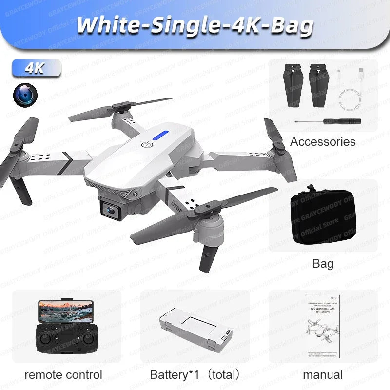 E88 Pro 4K HD Camera Drone – Foldable RC Quadcopter, WiFi FPV, Altitude Hold, One-Key Return