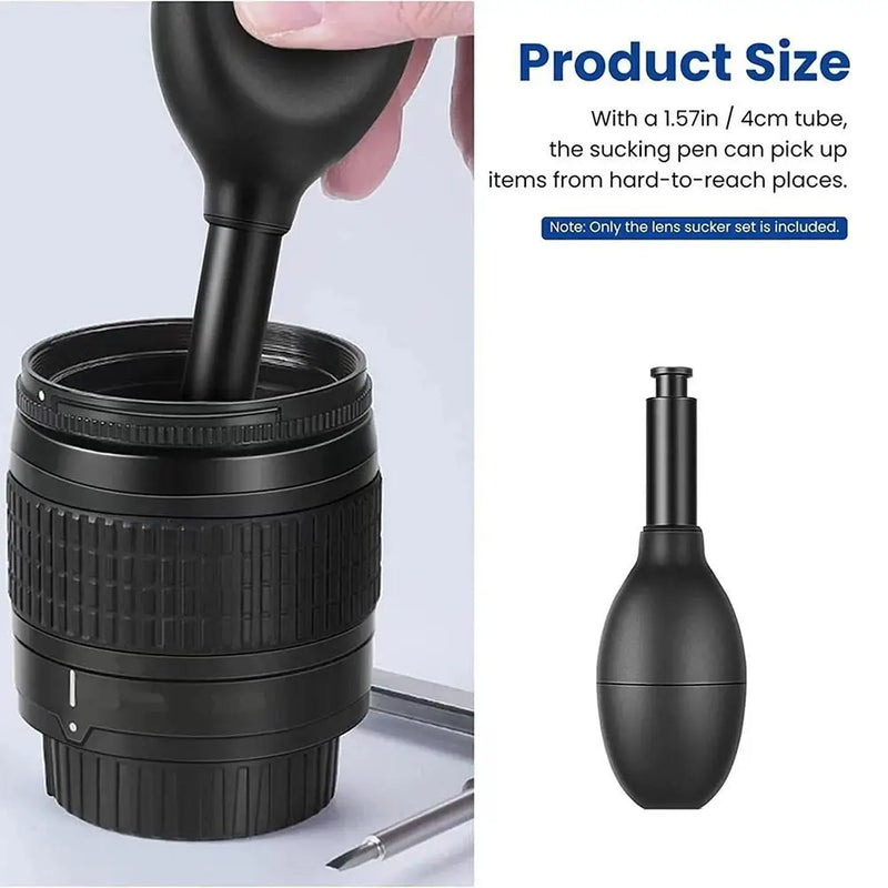 Manual Camera Lens Suction Tool – Anti-Static Lens Puller Kit for Optical Device Cleaning & Repair