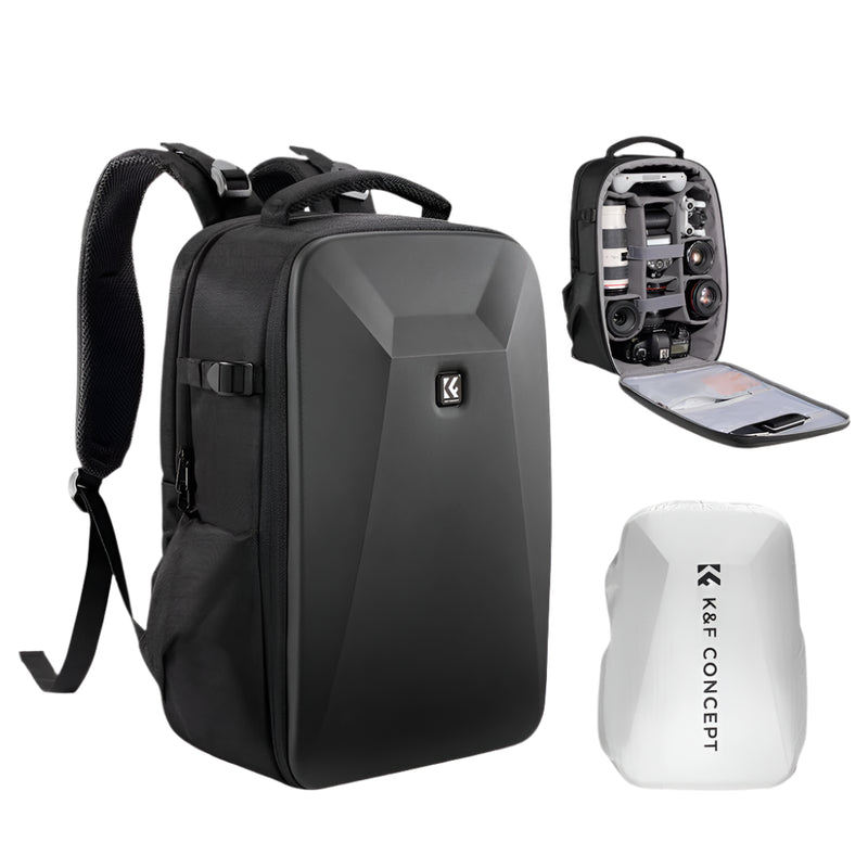 K&F Concept 22L Camera Backpack – Hard-Shell Bag with Tripod Holder & 15.6" Laptop Compartment