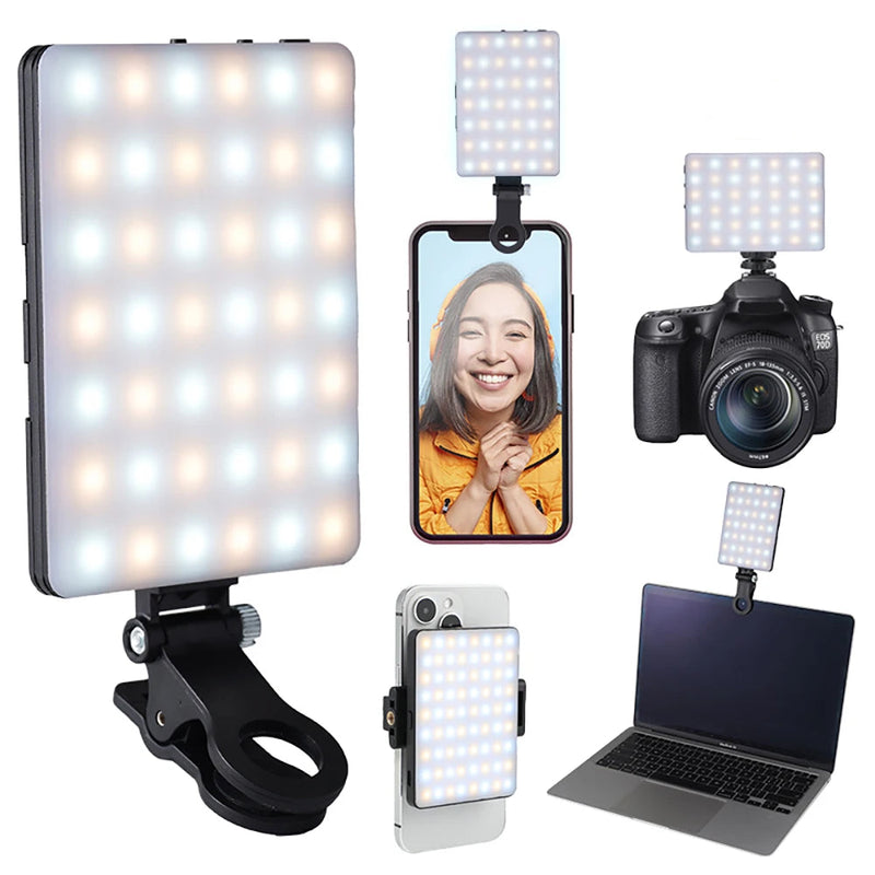 Mini RGB LED Fill Light for Phone & Laptop – Clip-On Rechargeable Light for Vlogging & Live Stream