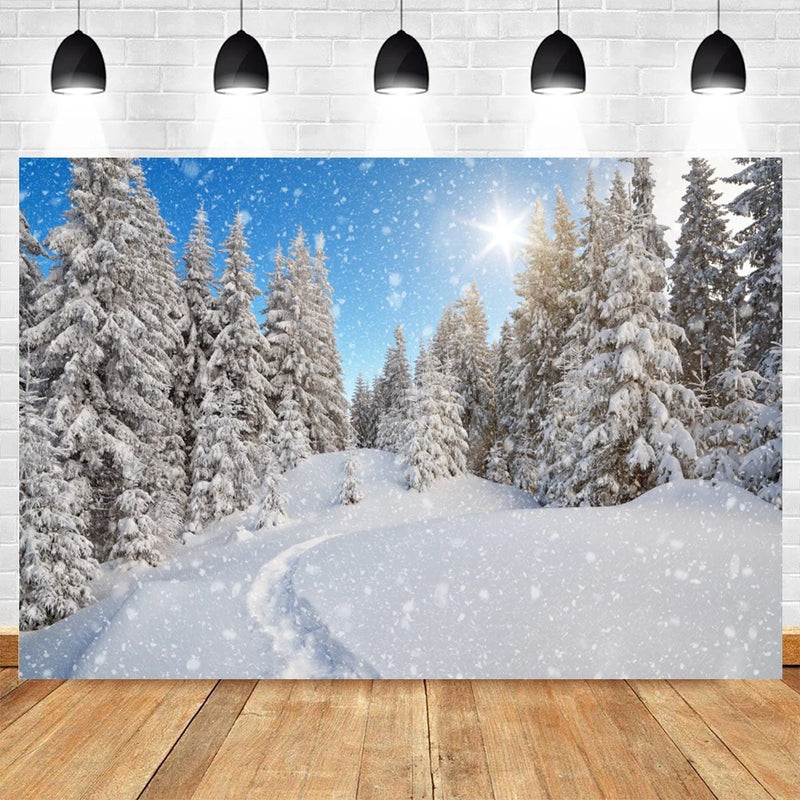 Winter Forest Photography Backdrop for Christmas, Kids, and Baby Photoshoots Landscape Background