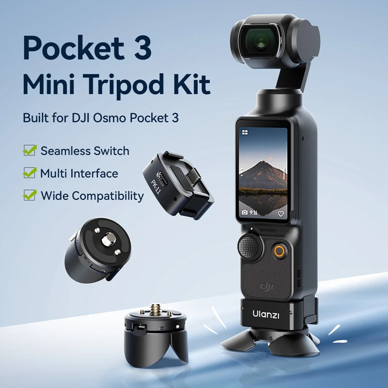 ULANZI PK-08 | PK-11 Pocket 3 Mini Tripod for DJI Osmo Pocket 3 – Travel Vlog & Video Recording