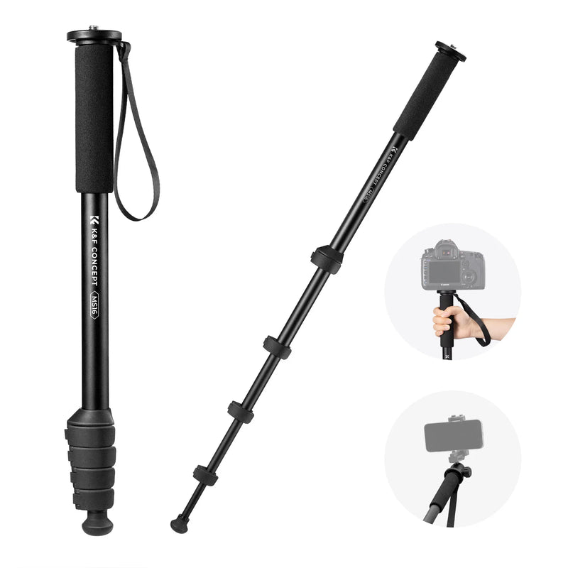 K&F Concept 63'' Aluminum Camera Monopod – 5-Section Portable Stand for Nikon, Canon, Leica