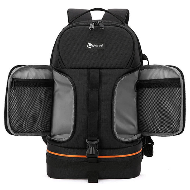 Lightpro Waterproof Camera Backpack – Fits DSLR, 15.6” Laptop, 3 Lenses, 2 Tripods, with Rain Cover