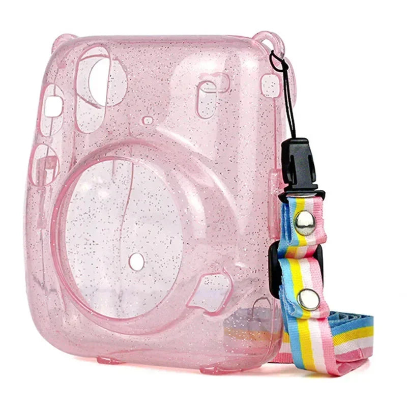 Transparent Protective Case for Instax Mini 11 – Crystal Clear PVC Cover with Shoulder Strap