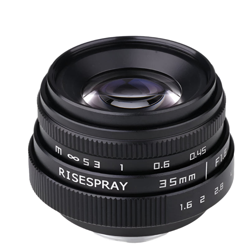 RISESPRAY 35mm F1.6 Manual Focus Prime Lens for Canon EOSM, Nikon N1, Fuji, Sony NEX, Olympus