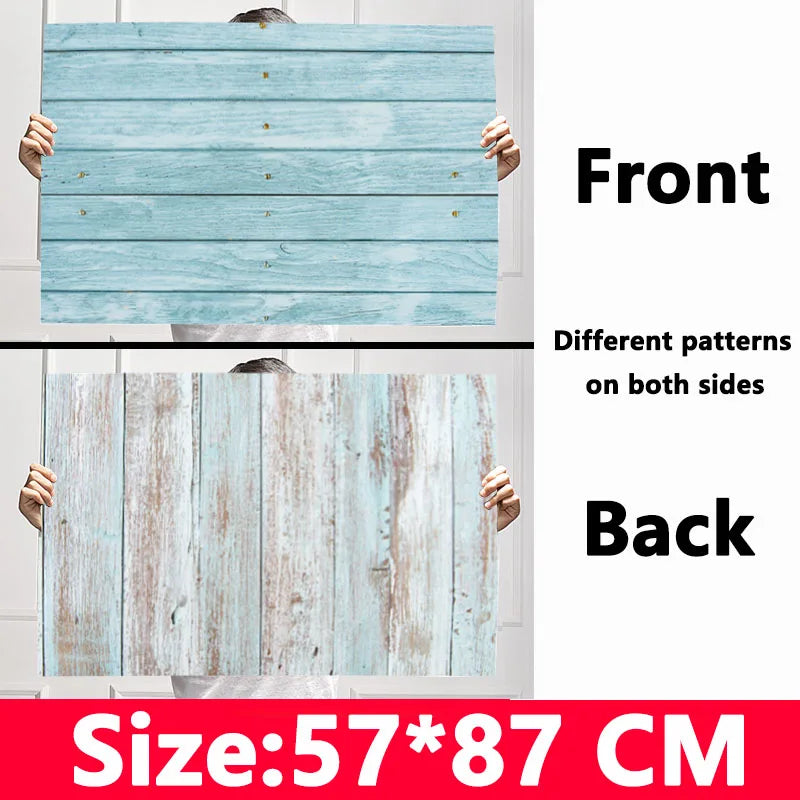 Double-Sided Marble Photography Backdrops 57x87cm Waterproof Photo Studio Props Wood Grain