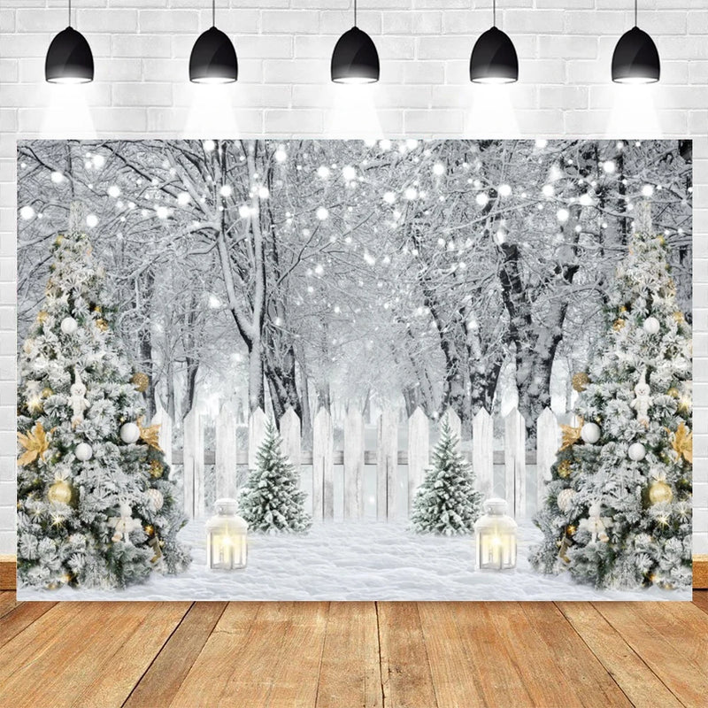 Winter Forest Photography Backdrop for Christmas, Kids, and Baby Photoshoots Landscape Background