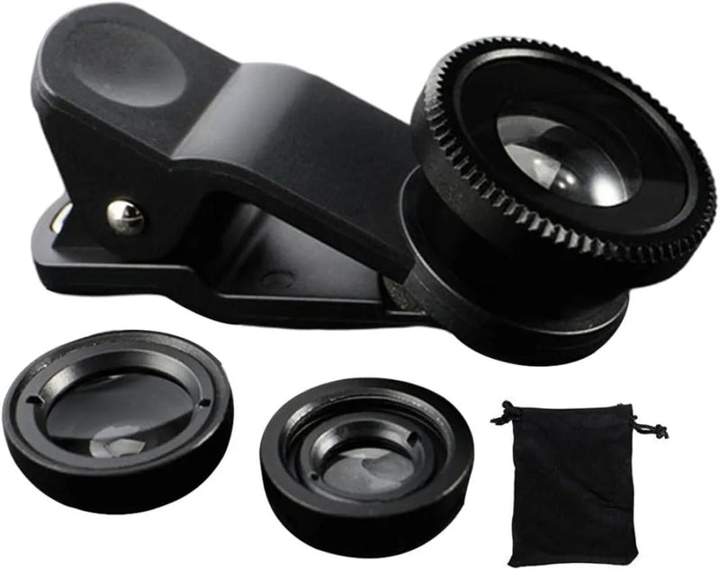 3-in-1 Mobile Phone Lens Kit: Fisheye, Wide Angle & Macro for Universal Cell Phones, Lightweight