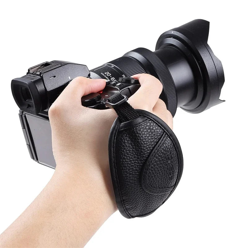 DIXSG Leather Hand Grip Wrist Strap for DSLR Cameras – Compatible with Nikon, Canon, Sony