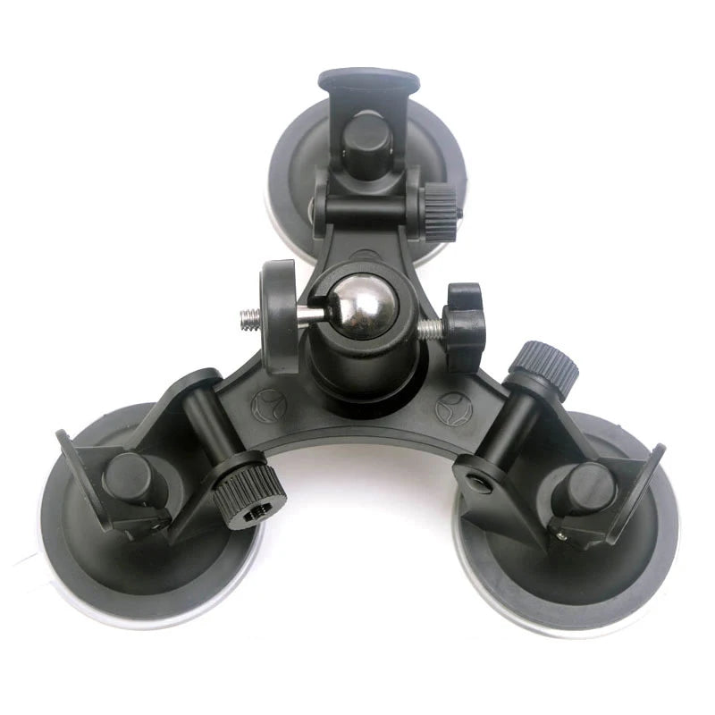 Triple Suction Cup Mount for DJI Osmo Action 4 3, GoPro 13-7, Insta360 X4 X3 X2 – 1/4" Adapter