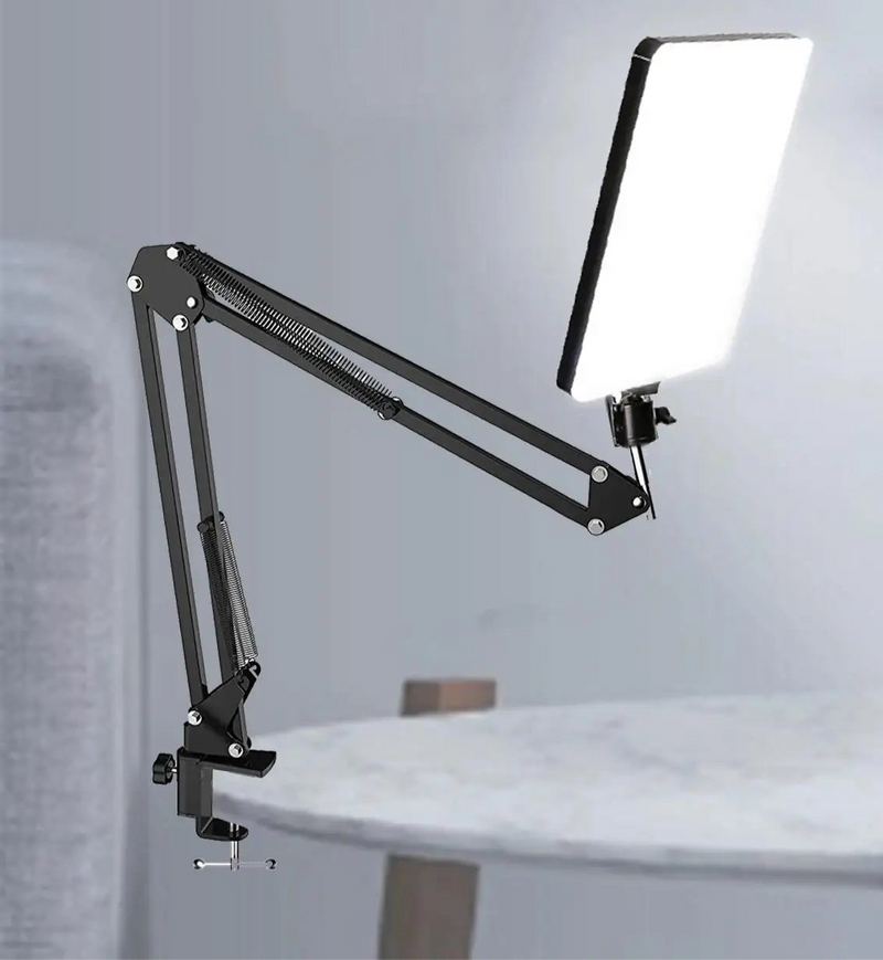 BAODELI LED Photography Light – Selfie & Conference Lighting with Scissor Arm Stand Live Streaming