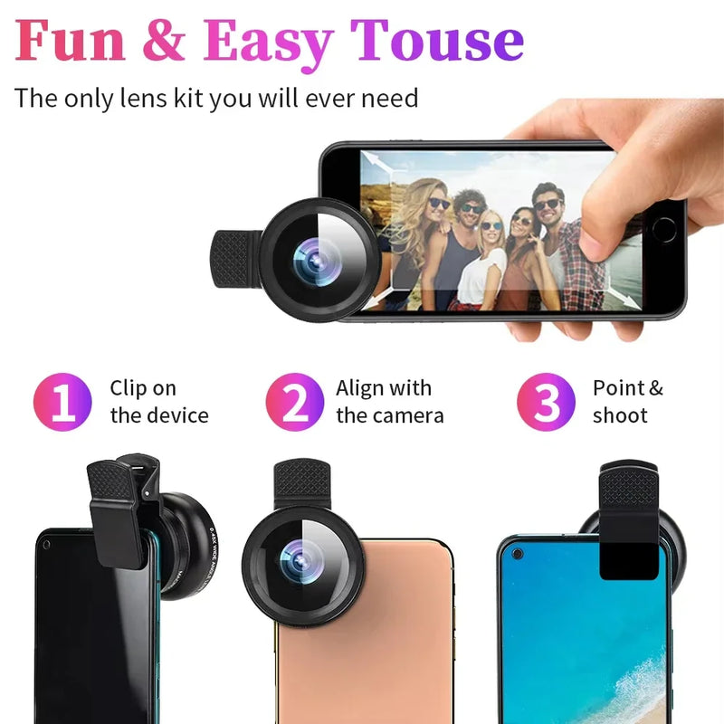 TIDOVE 2-in-1 37mm Wide-Angle & Macro HD Lens Clip – 0.45x 49UV Super Wide for iPhone & Smartphones