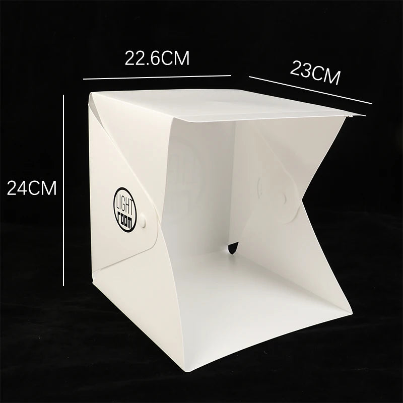 KOQZM 22cm Portable LED Lightbox – Folding Photography Studio Tent with Backdrops for Product Shoots