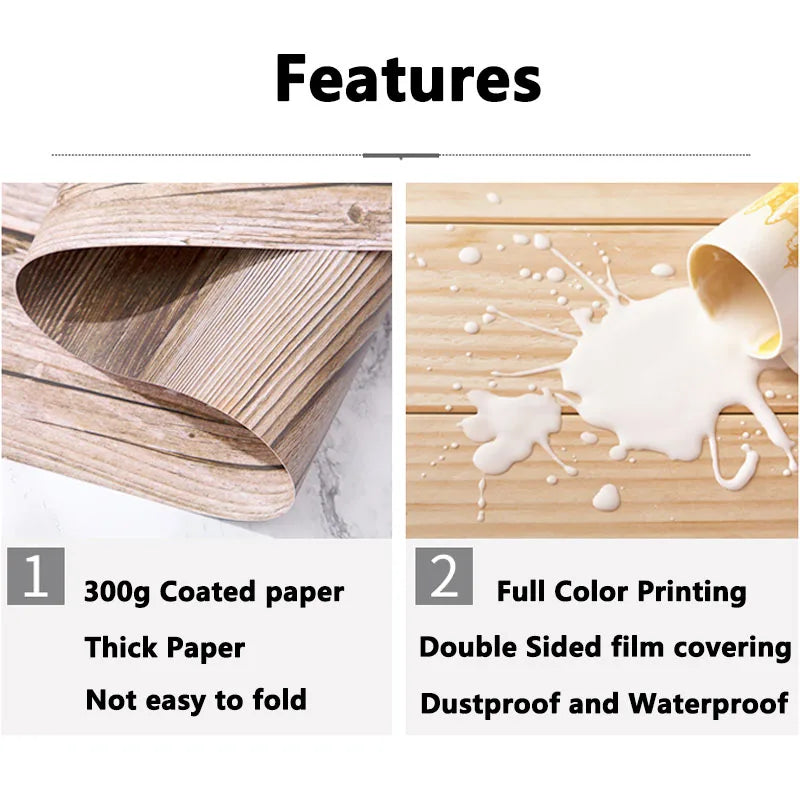 Double-Sided Marble Photography Backdrops 57x87cm Waterproof Photo Studio Props Wood Grain