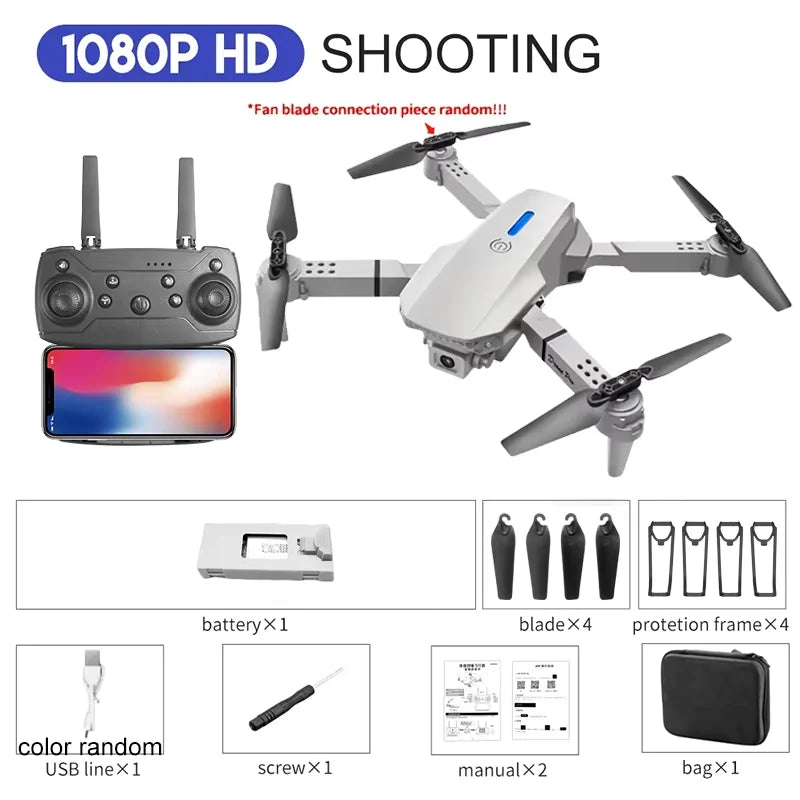 KBDFA E88 Foldable 4K HD Camera Drone – WiFi FPV, Altitude Hold, One-Key Return, RC Quadcopter