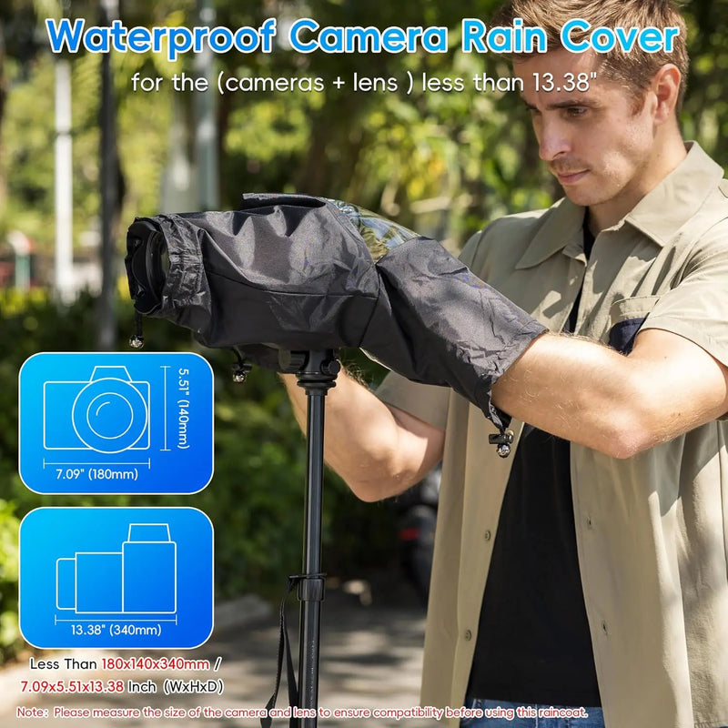 JJC Waterproof Camera Rain Cover for DSLR – Rain & Dust Protection for Canon, Nikon, Sony, Olympus