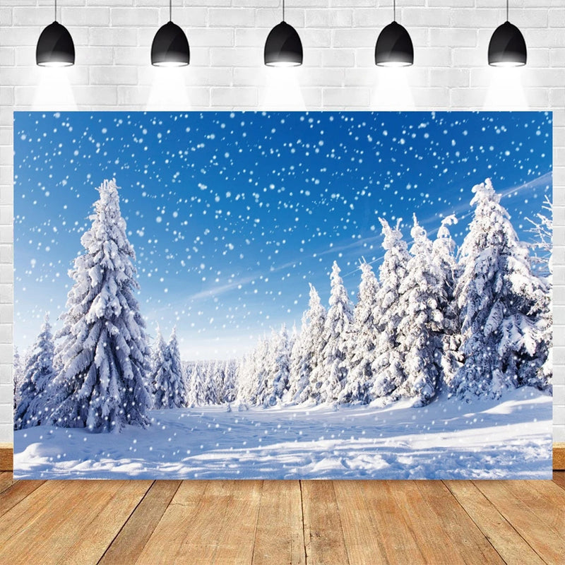 Winter Forest Photography Backdrop for Christmas, Kids, and Baby Photoshoots Landscape Background