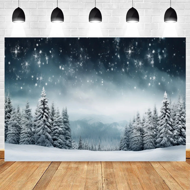 Winter Forest Photography Backdrop for Christmas, Kids, and Baby Photoshoots Landscape Background