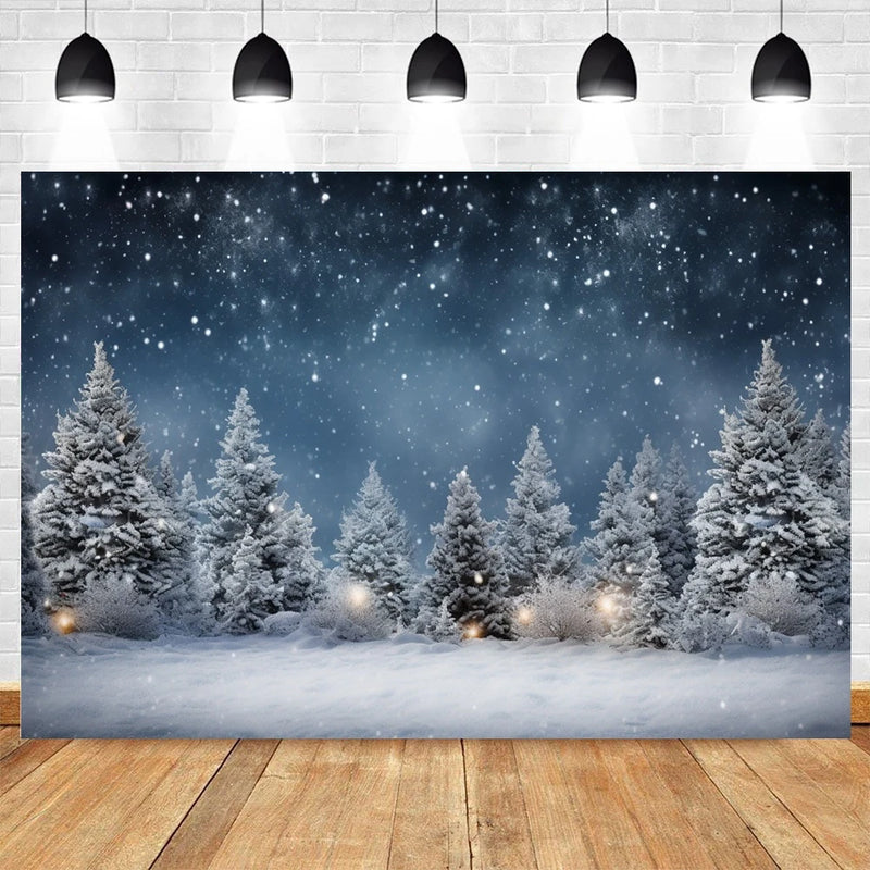 Winter Forest Photography Backdrop for Christmas, Kids, and Baby Photoshoots Landscape Background