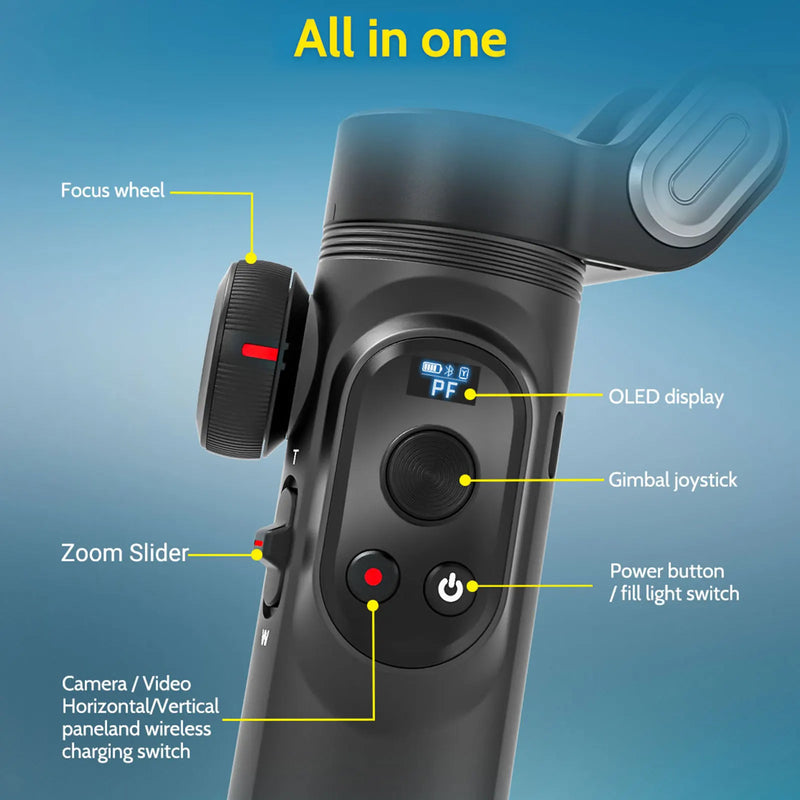 AOCHUAN Smart X Pro 3-Axis Smartphone Gimbal – Stabiliser with Light for Smartphones