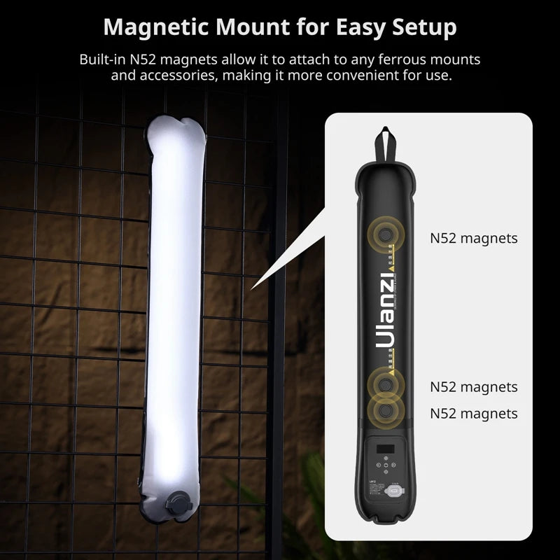 ULANZI UA12 Portable Air Tube Light 12W Bi-Color Fill Light 2700K-6500K with Magnetic Mount